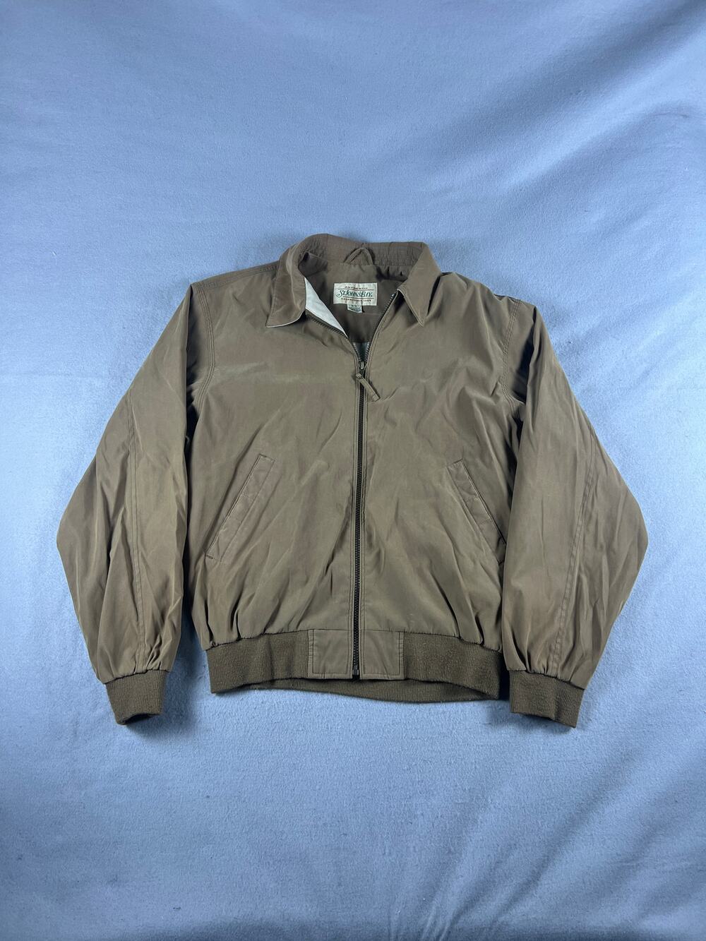 Vintage St John's Bay Harrington Windbreaker Jacket Mens M Brown Classic Outdoor